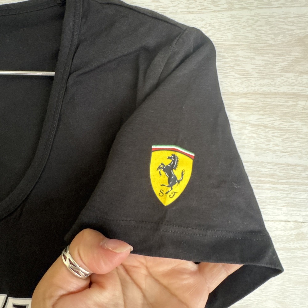 Women's black Scuderia Ferrari logo t-shirt Sz XL - Picture 6 of 8